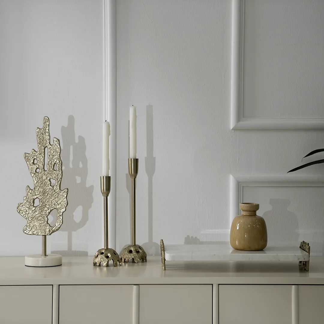 Ernid Metal Marble Accent With Marble Base -15x15x45.5cm thumbnail 4