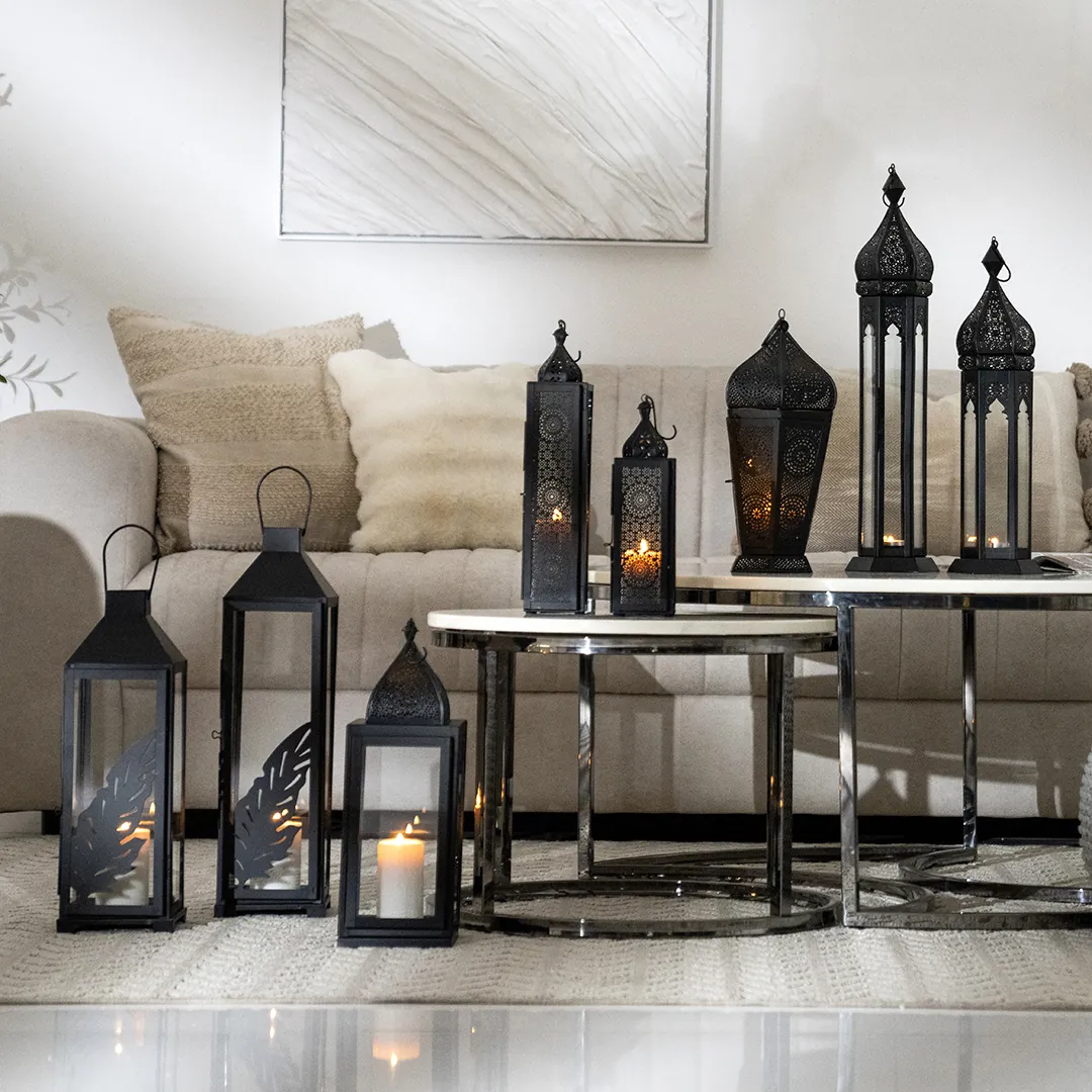 Chloe Metal cutout black lantern 14X14X43CM thumbnail 4