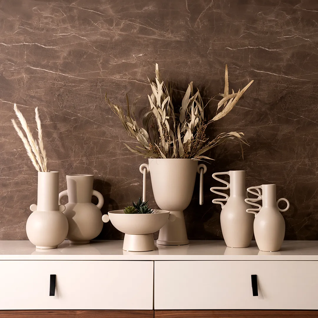 Blenka ceramic beige vase -17.5x12x25cm thumbnail 4