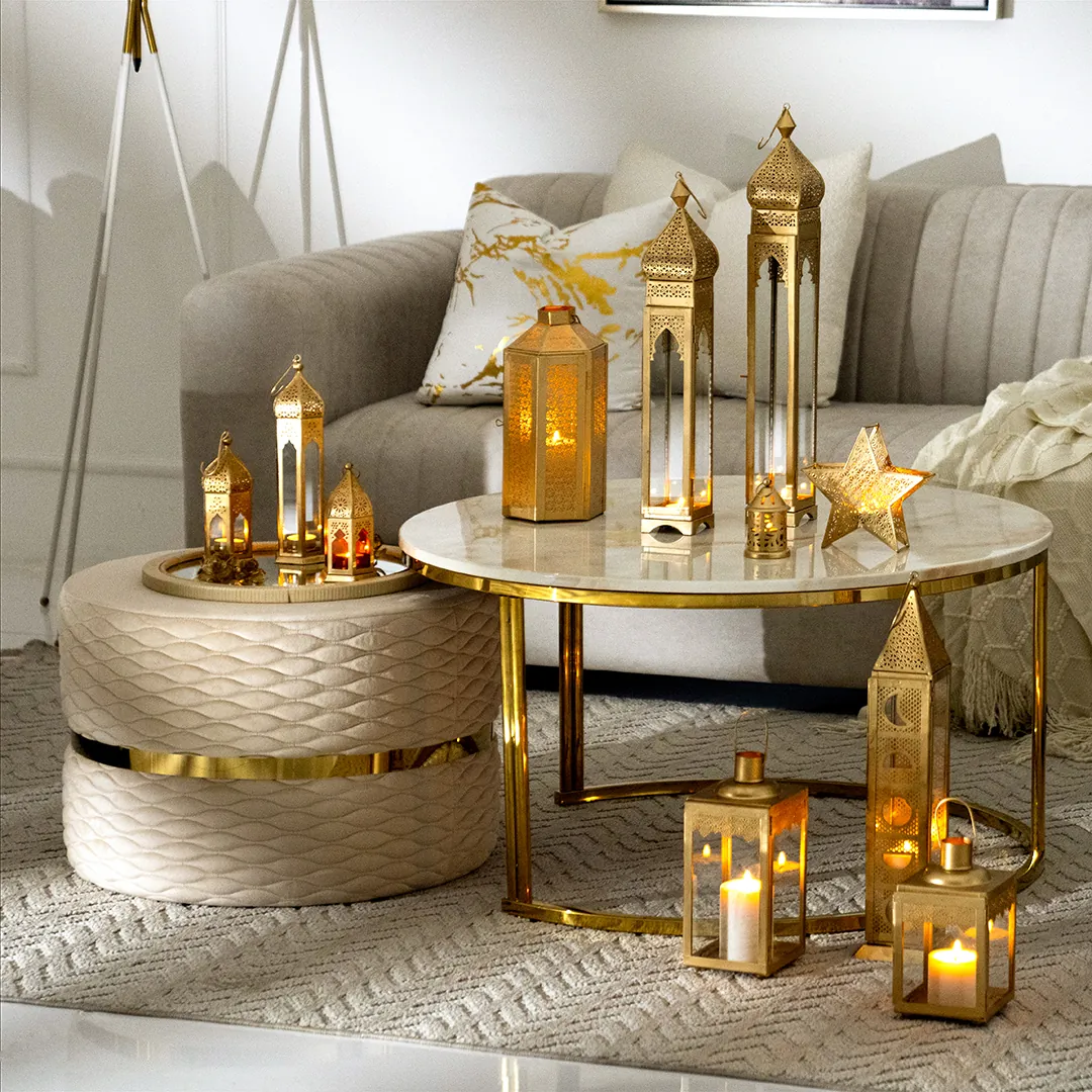Chloe Metal Gold Lantern 12X12X28Cm thumbnail 4