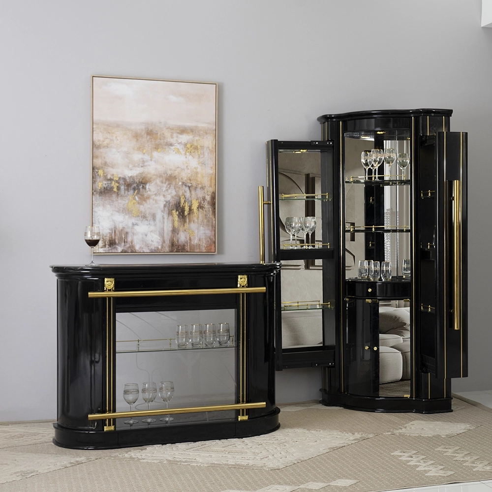 Bar Cabinet With Bar Table (Remote Light) -Black thumbnail 2