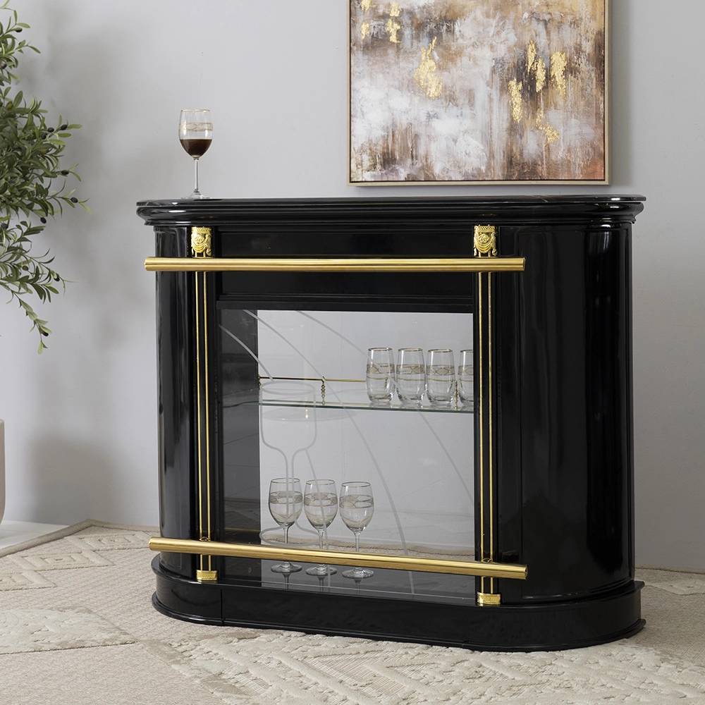 Bar Cabinet With Bar Table (Remote Light) -Black thumbnail 5