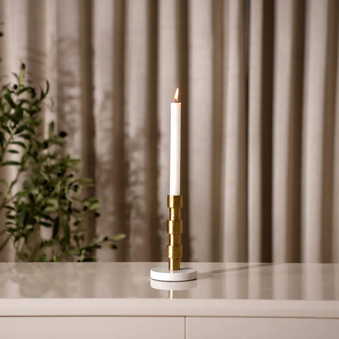 Adro Metal candle holder with marble base 8x8x16.5 cm thumbnail 3