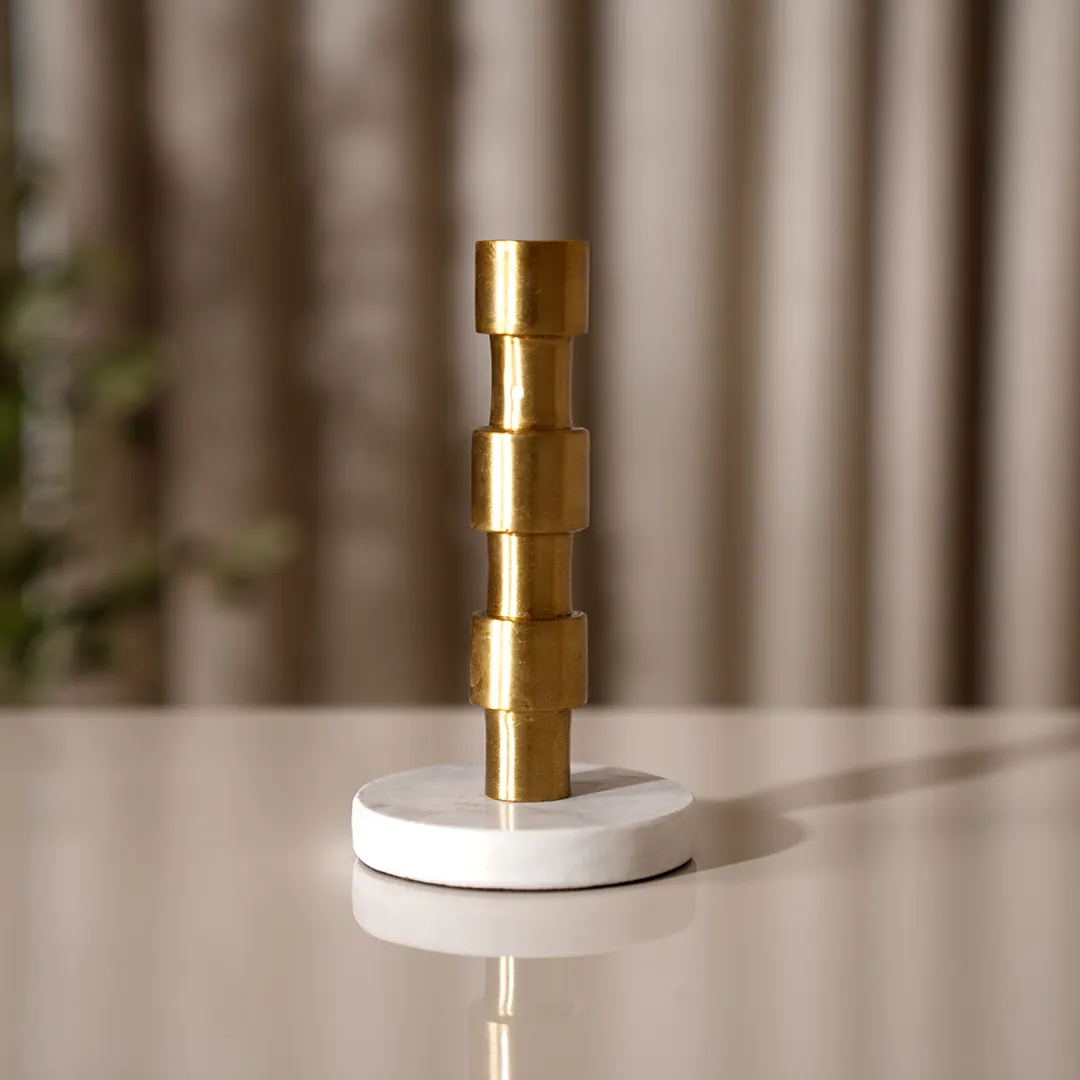 Adro Metal candle holder with marble base 8x8x16.5 cm thumbnail 4