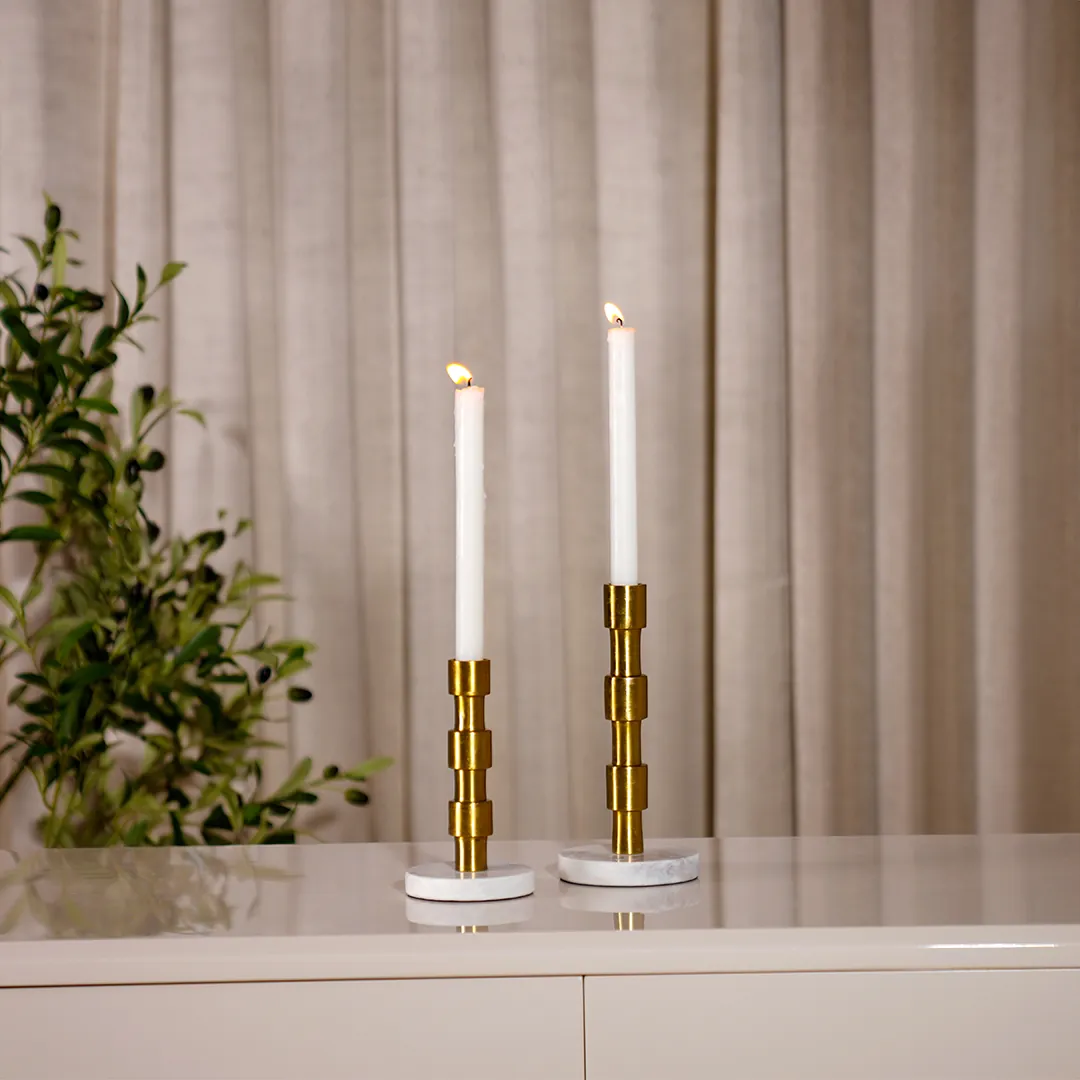 Adro Metal candle holder with marble base 8x8x16.5 cm thumbnail 2
