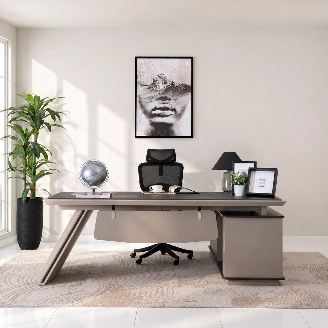 Arena Office Table -Dark Oak /Grey thumbnail 3