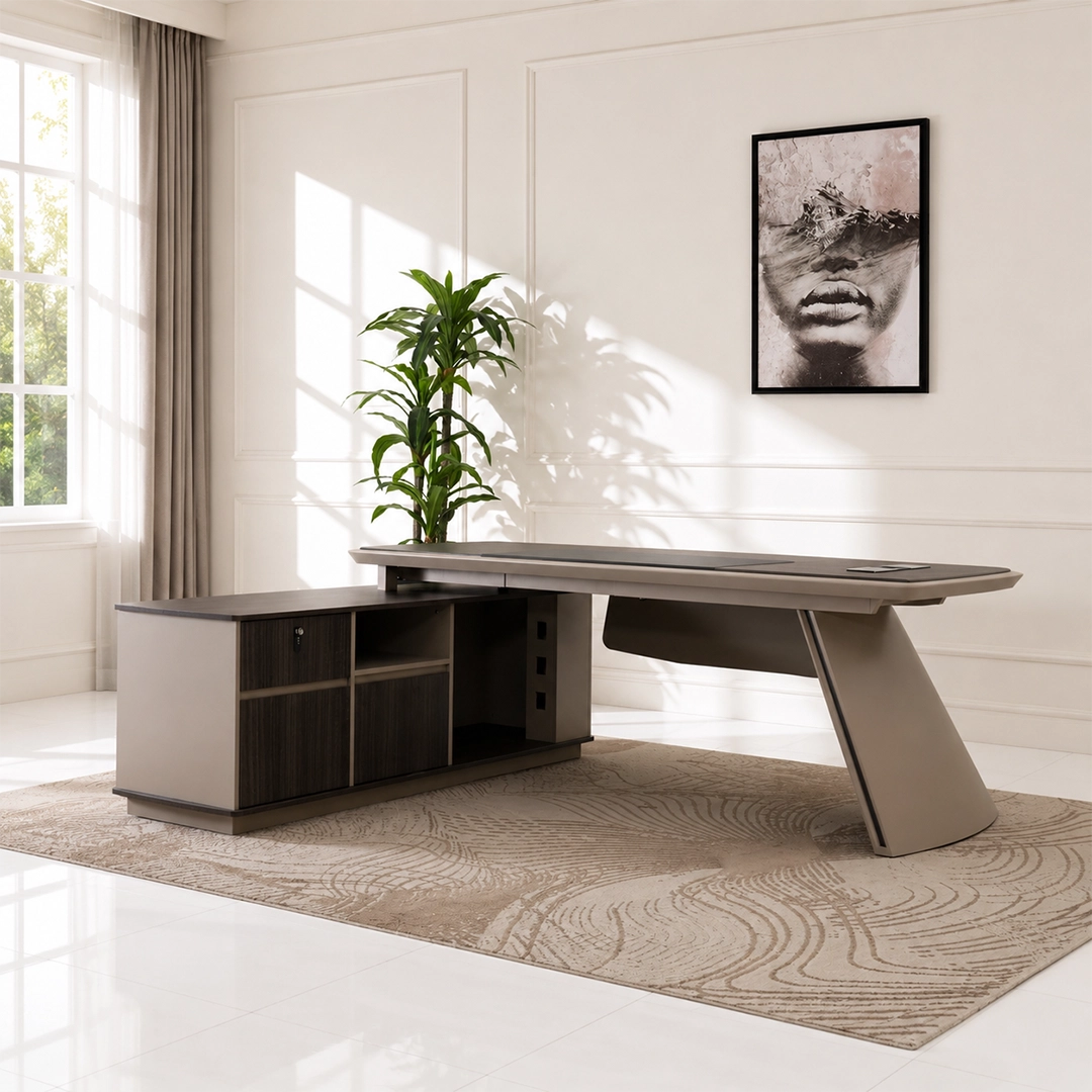 Arena Office Table -Dark Oak /Grey thumbnail 2