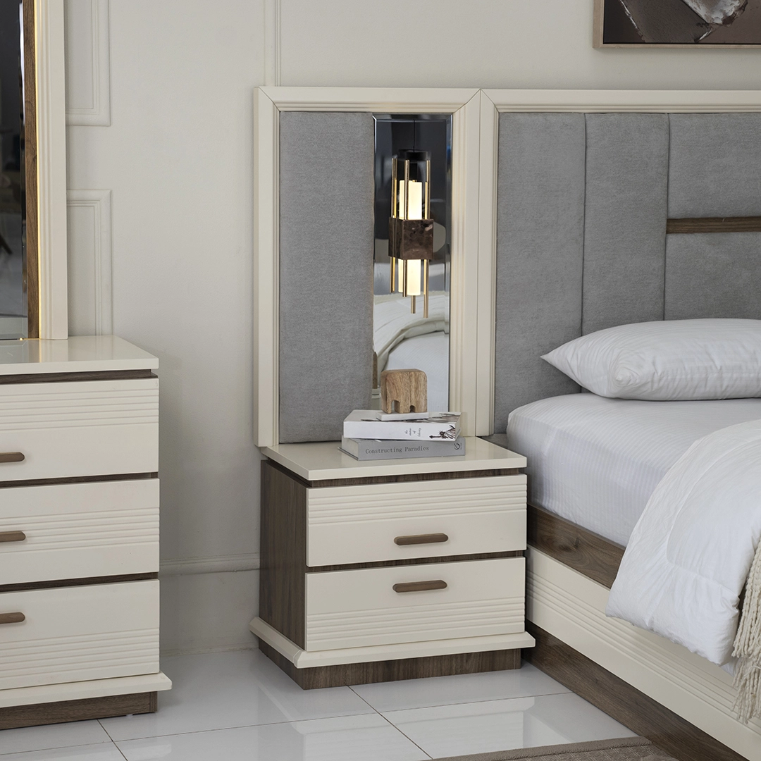 Audace Bedroom Set 6pcs 200X180 -White-Light Oak