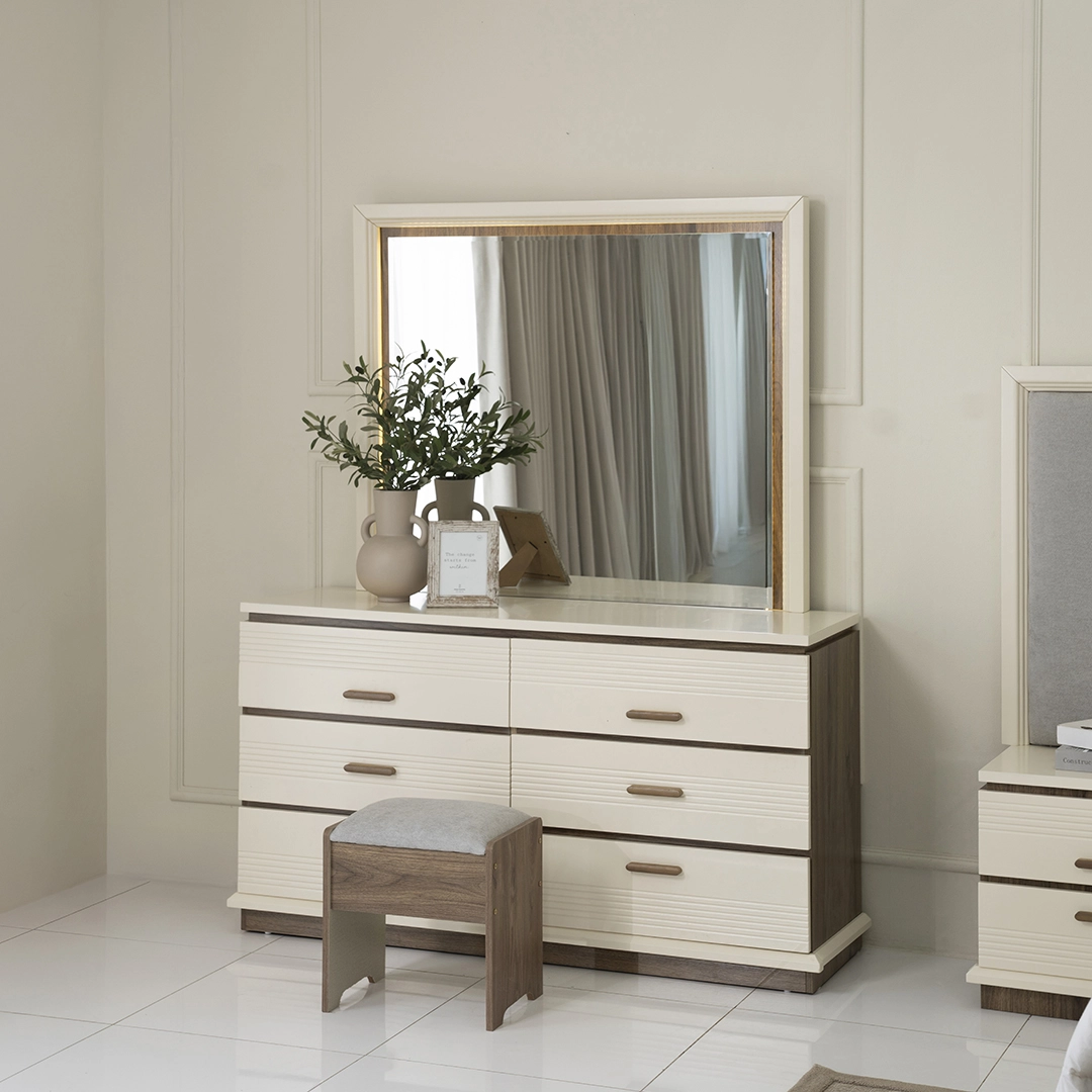 Audace Bedroom Set 6pcs 200X180 -White-Light Oak thumbnail 2