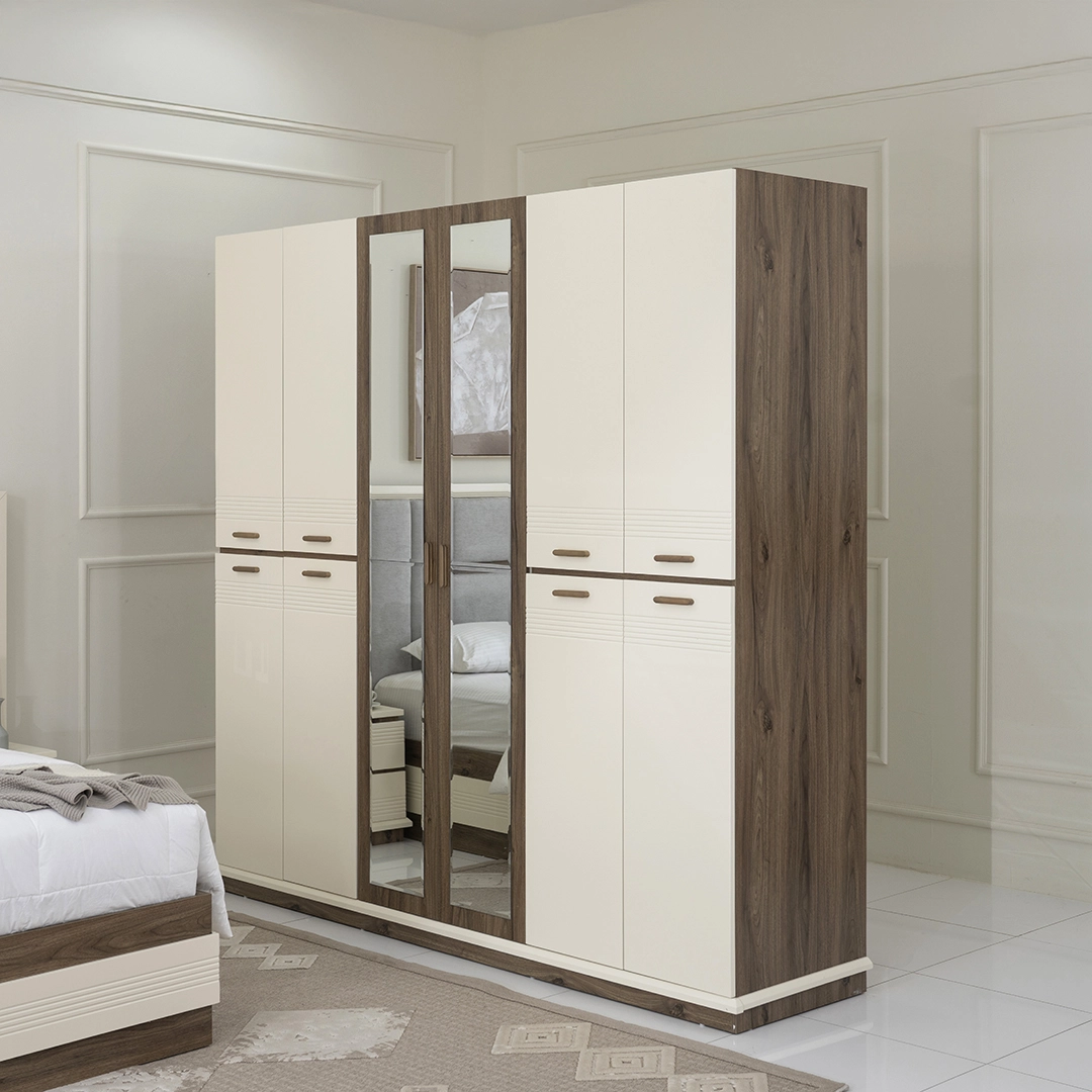 Audace Bedroom Set 6pcs 200X180 -White-Light Oak thumbnail 3