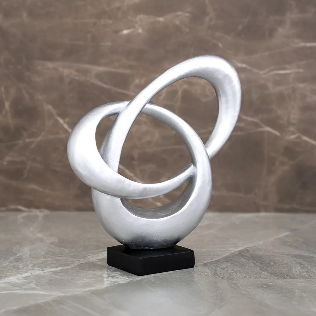 Auric Polyresin Abstract Black and Silver Accent -32cm thumbnail 3