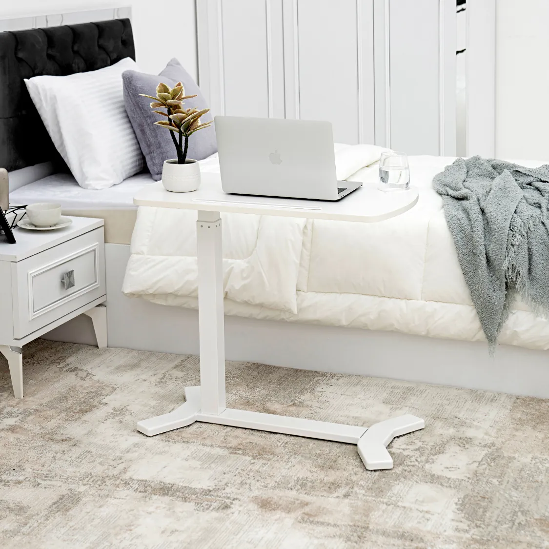 Austin Manual Standing End Table - White