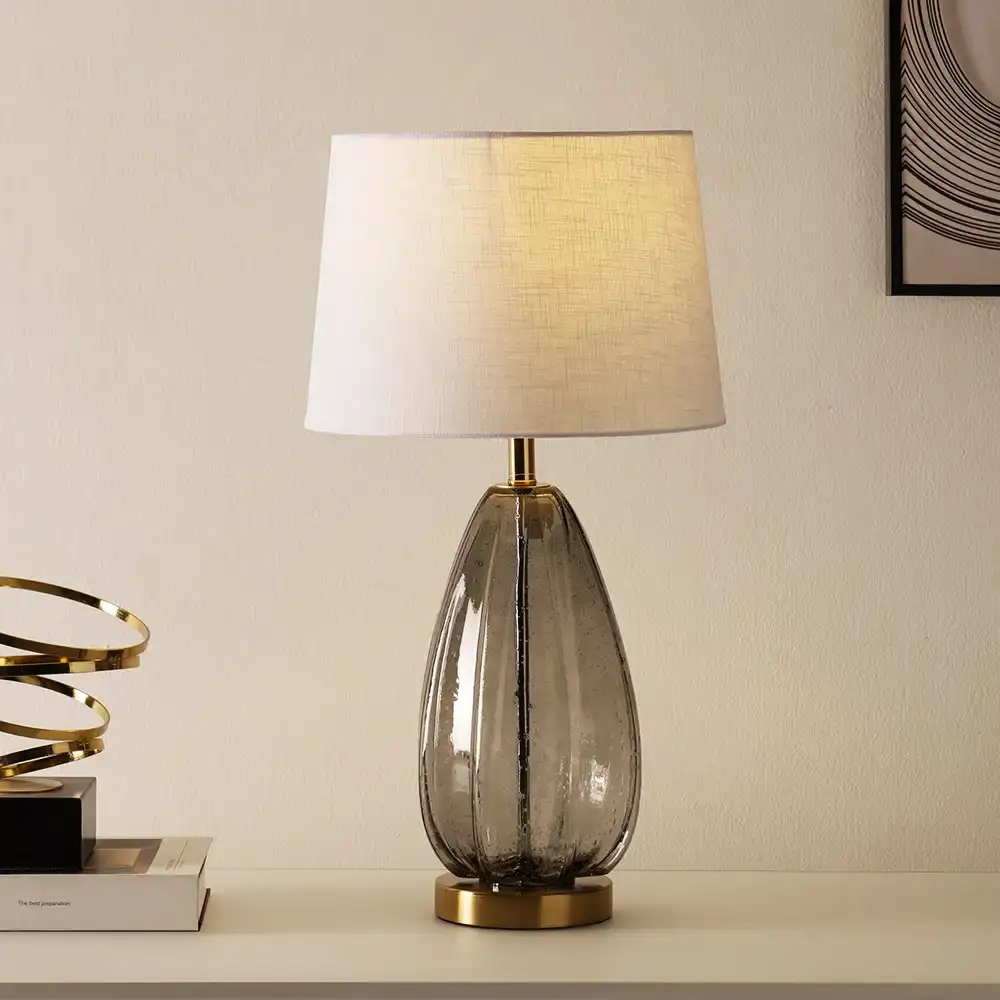 Avero Glass Base Table Lamp Grey -56cm thumbnail 2