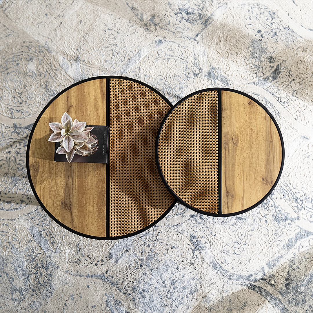 Aversa 2 piece Coffee Table Set – Oak & Black thumbnail 5