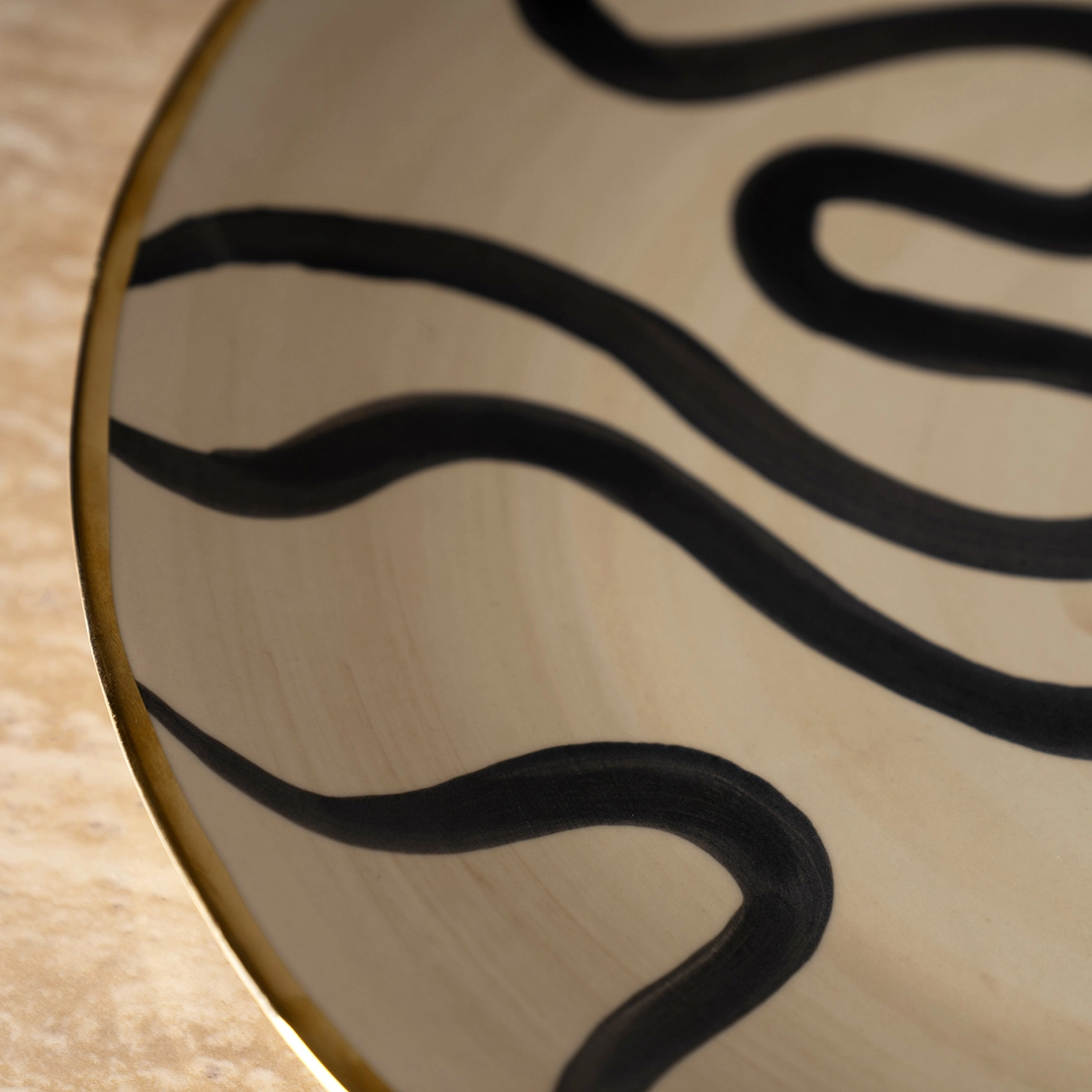 Auric Ceramic Plate Cream/Black -40.5×40.5×4.5cm thumbnail 4