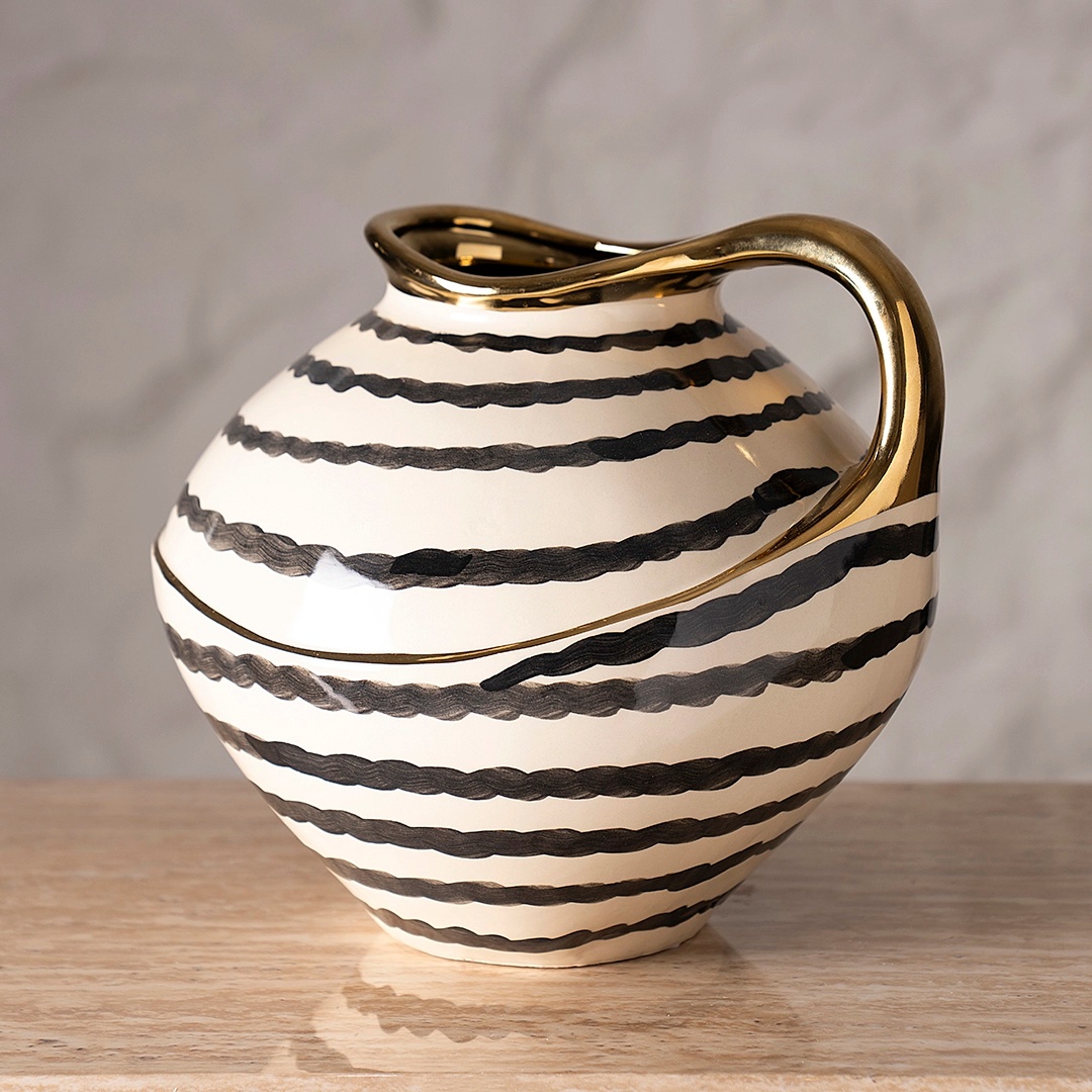 Auric Ceramic Vase Cream/Black thumbnail 3