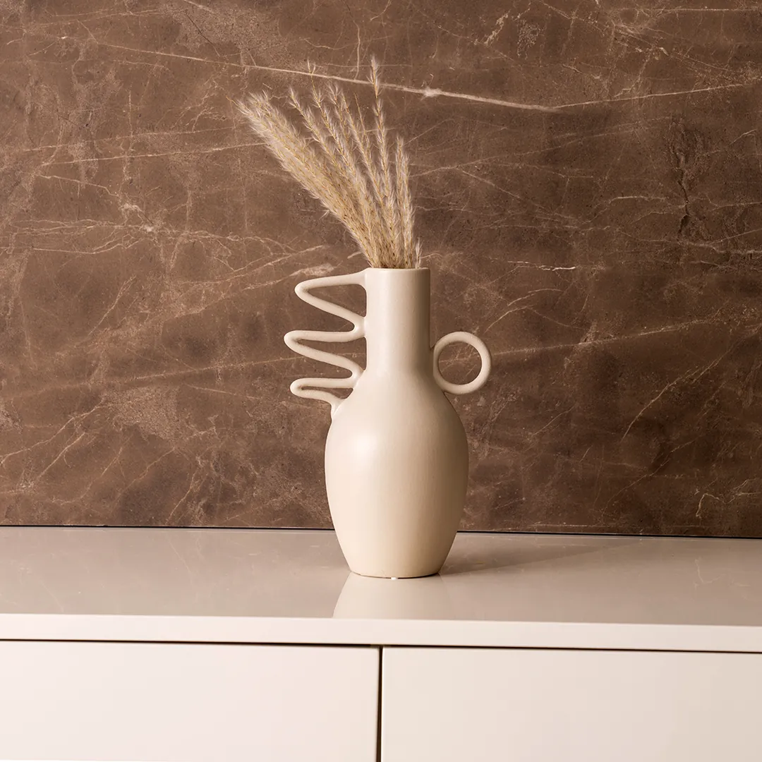 Blenka ceramic beige vase -17.5x12x25cm