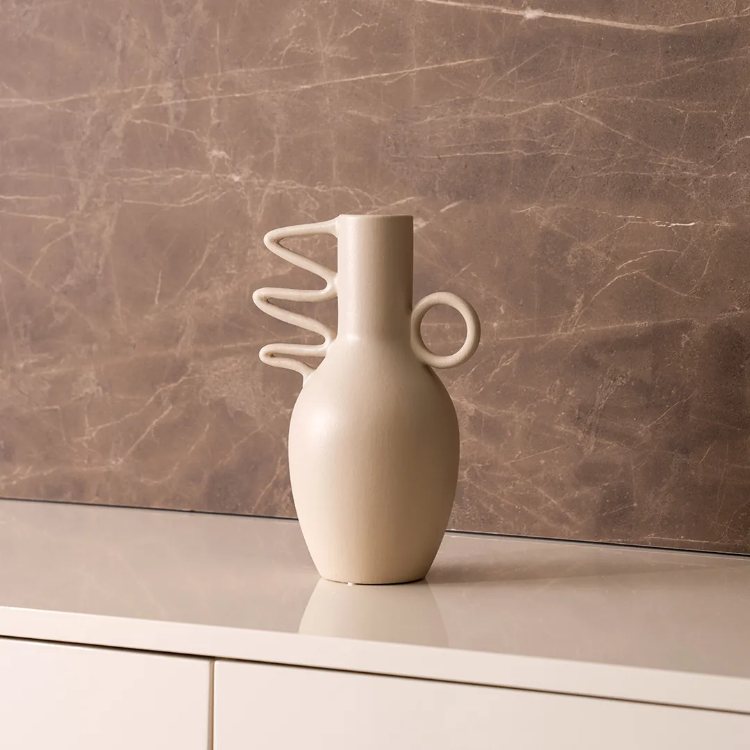 Blenka ceramic beige vase -17.5x12x25cm thumbnail 3
