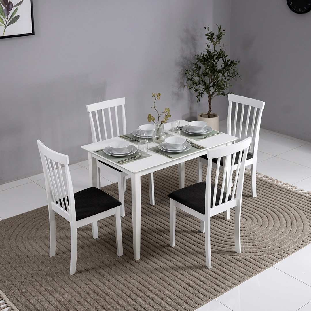 Broadway Dining Set 4 seater - White