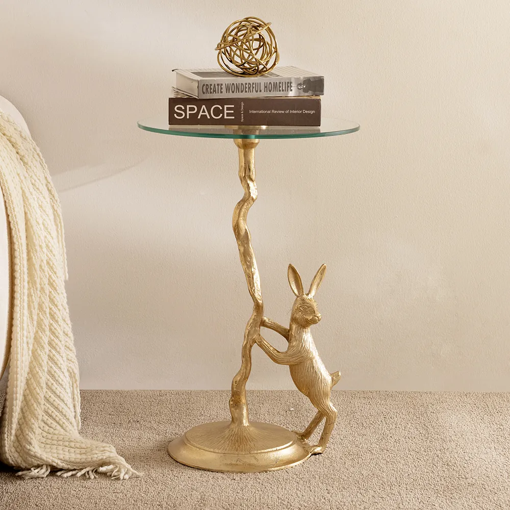 Bunny Accent Table Glass Top