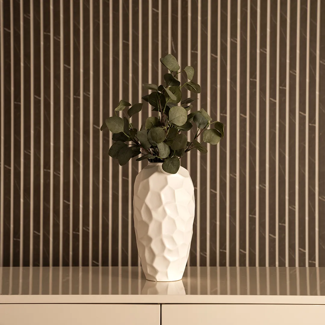 Blenka Ceramic White Vase -15.5×15.5x30cm thumbnail 3