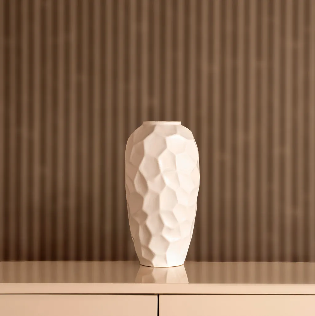 Blenka Ceramic White Vase -15.5×15.5x30cm