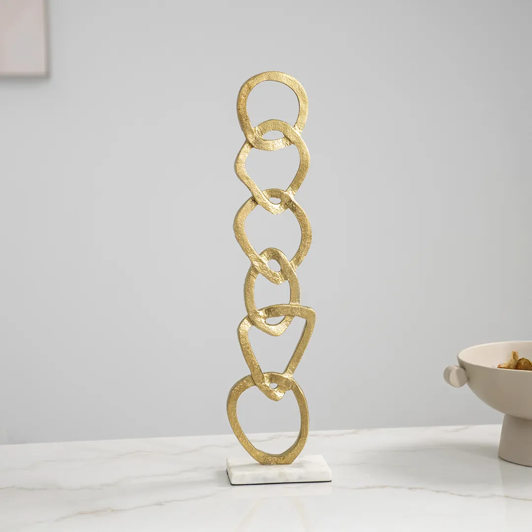 Casa Metal Accent With Marble Base Gold 56.5cm thumbnail 3