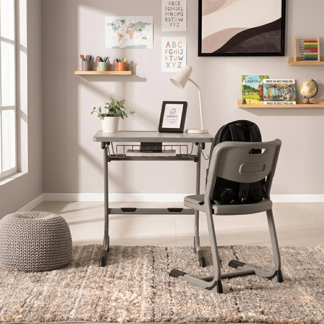 Cassie Kids Study Desk & Chair Set – Grey - Grey thumbnail 3