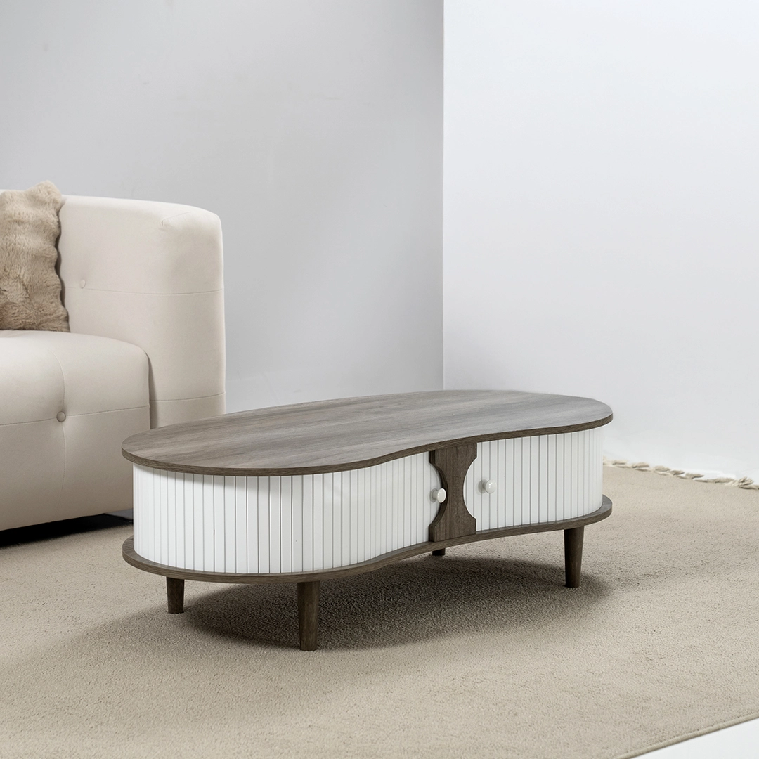 Curve Coffee Table Col Grey/White & Oak -120 Cm thumbnail 4