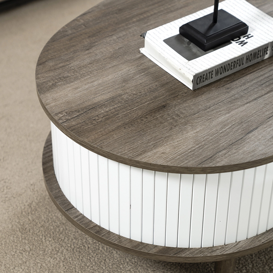 Curve Coffee Table Col Grey/White & Oak -120 Cm thumbnail 5