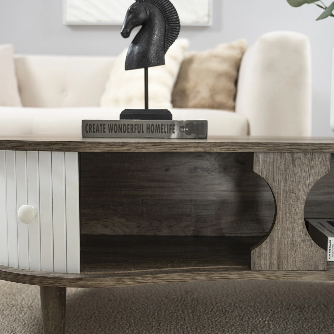 Curve Coffee Table Col Grey/White & Oak -120 Cm thumbnail 7