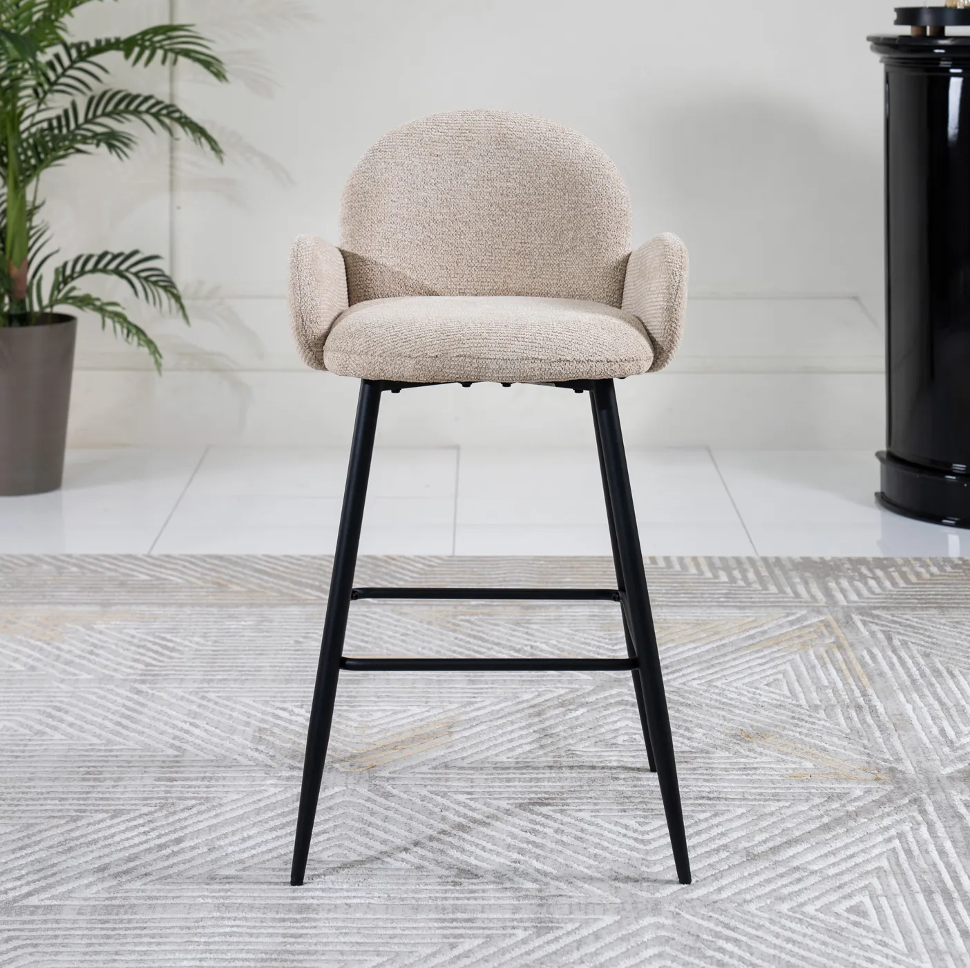 Curvy Bar Stool -Beige & Black thumbnail 3