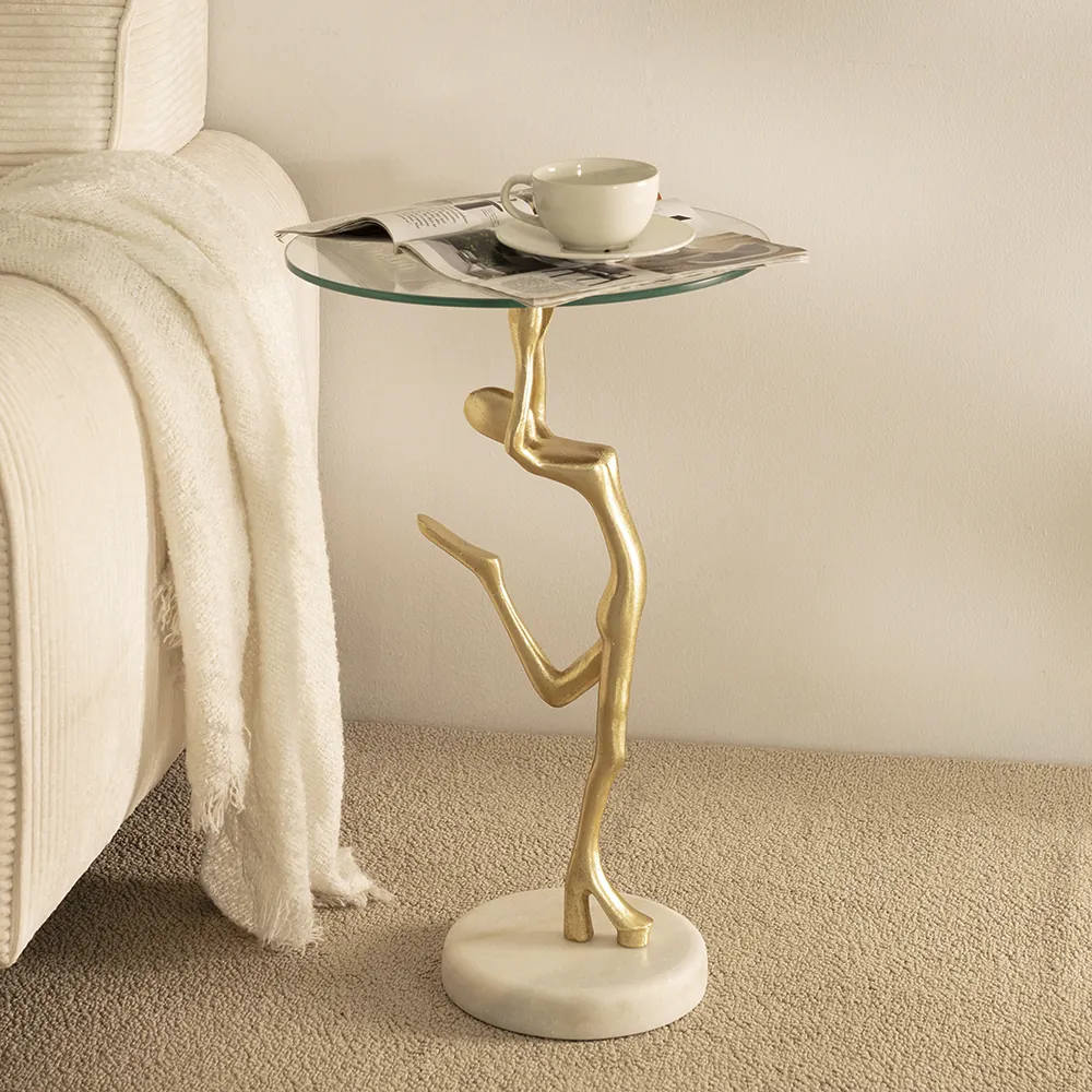 Dancing Lady Accent Table Glass Top
