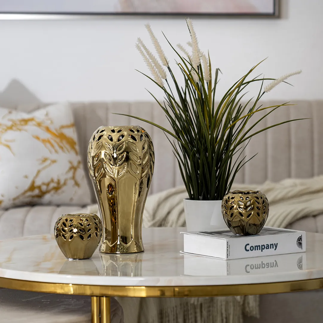 Delyn Ceramic Gold Set of 3 Gift Set Vase thumbnail 2