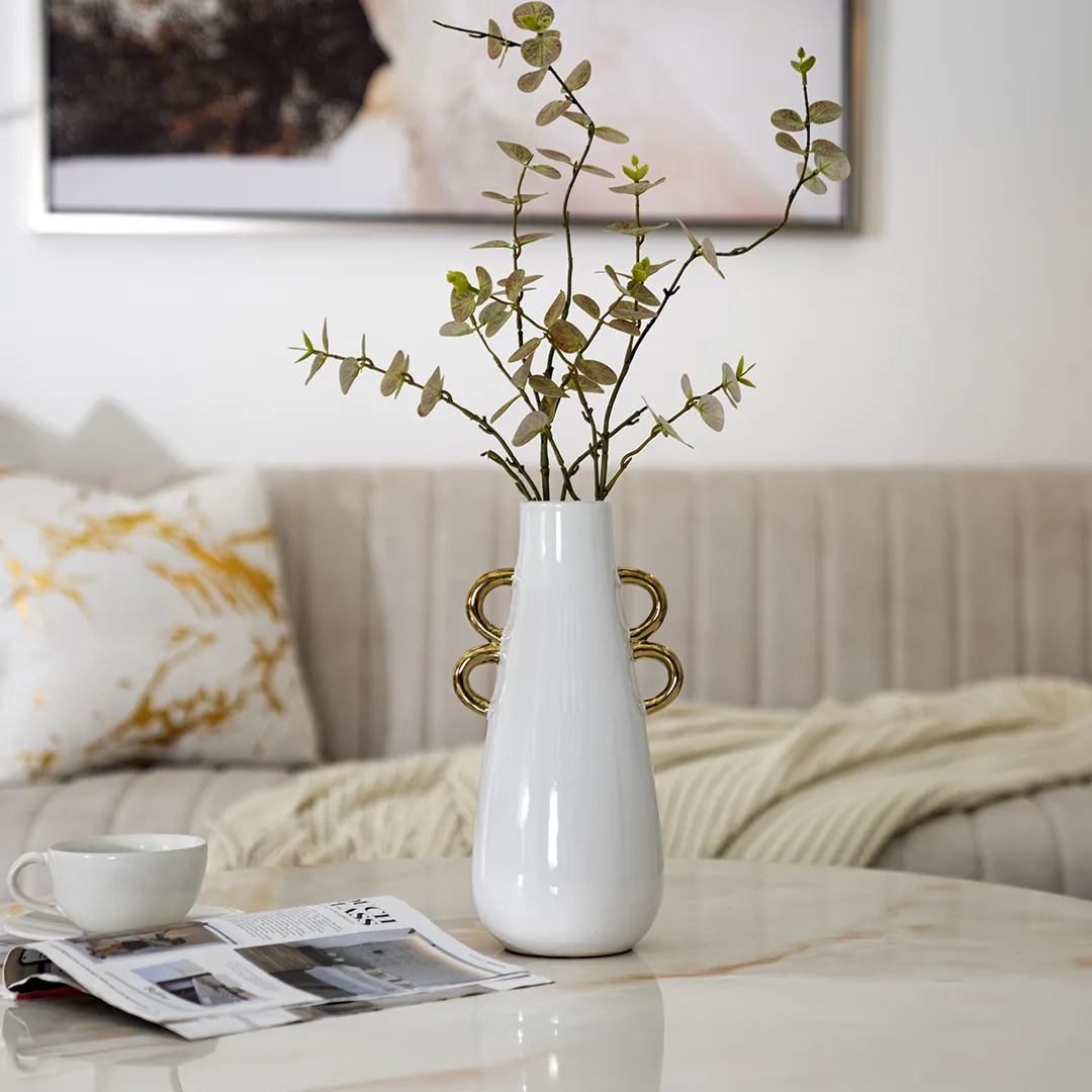 Delyn Ceramic White Gold Vase -15.5x12x29.5 thumbnail 2