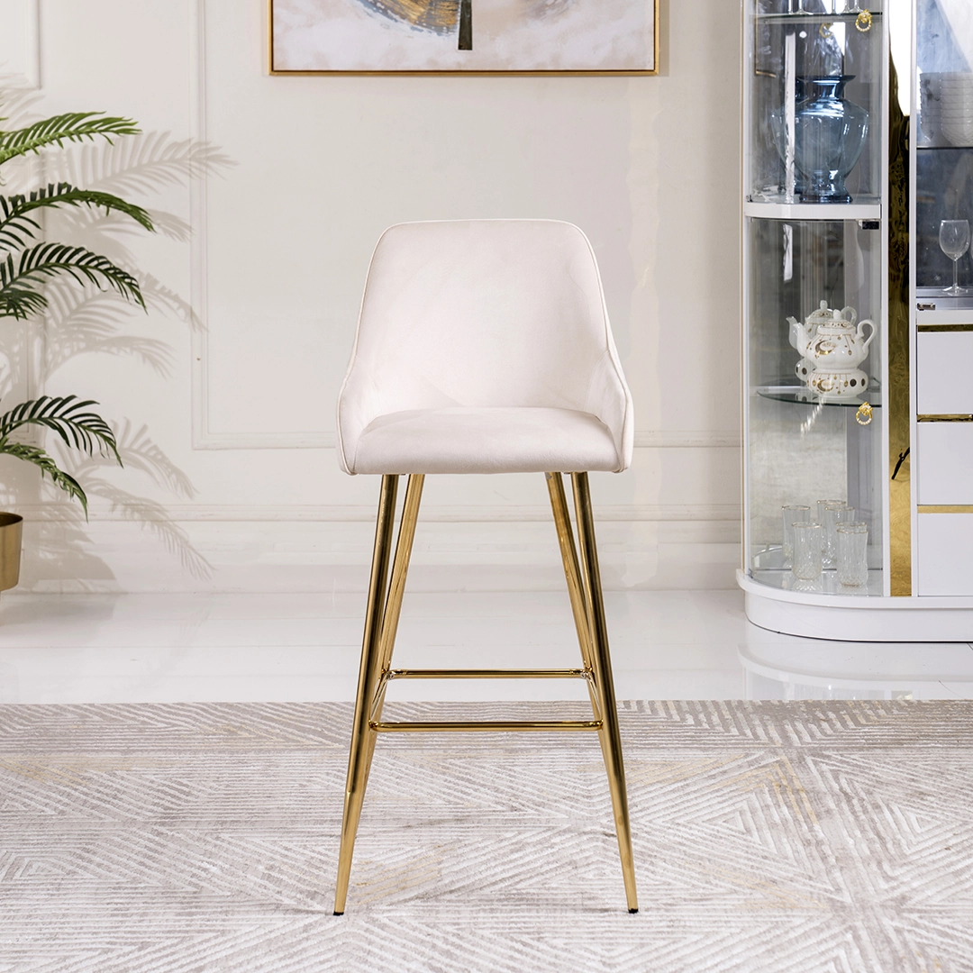 Diva Bar Stool – Beige & Gold thumbnail 3
