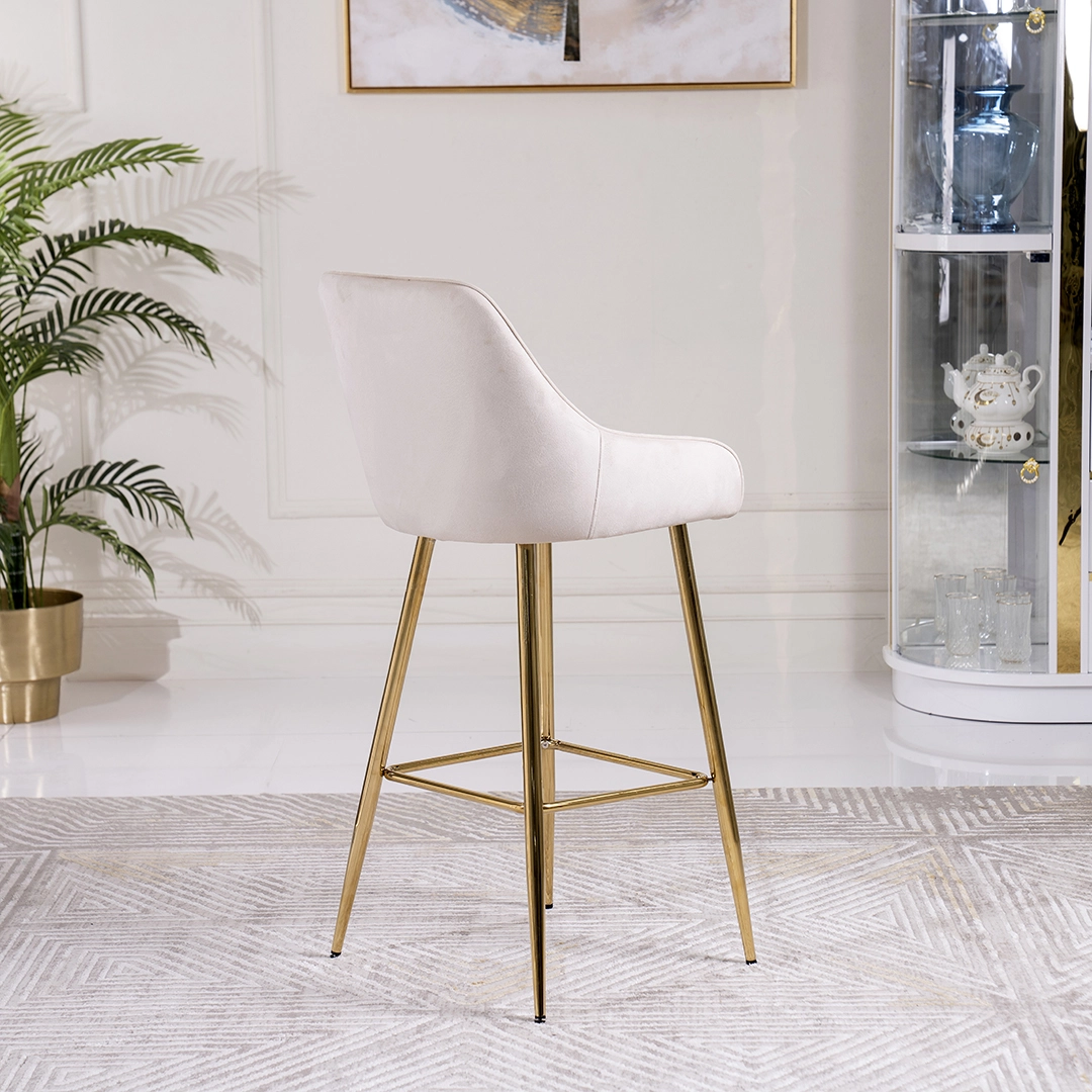 Diva Bar Stool – Beige & Gold thumbnail 4