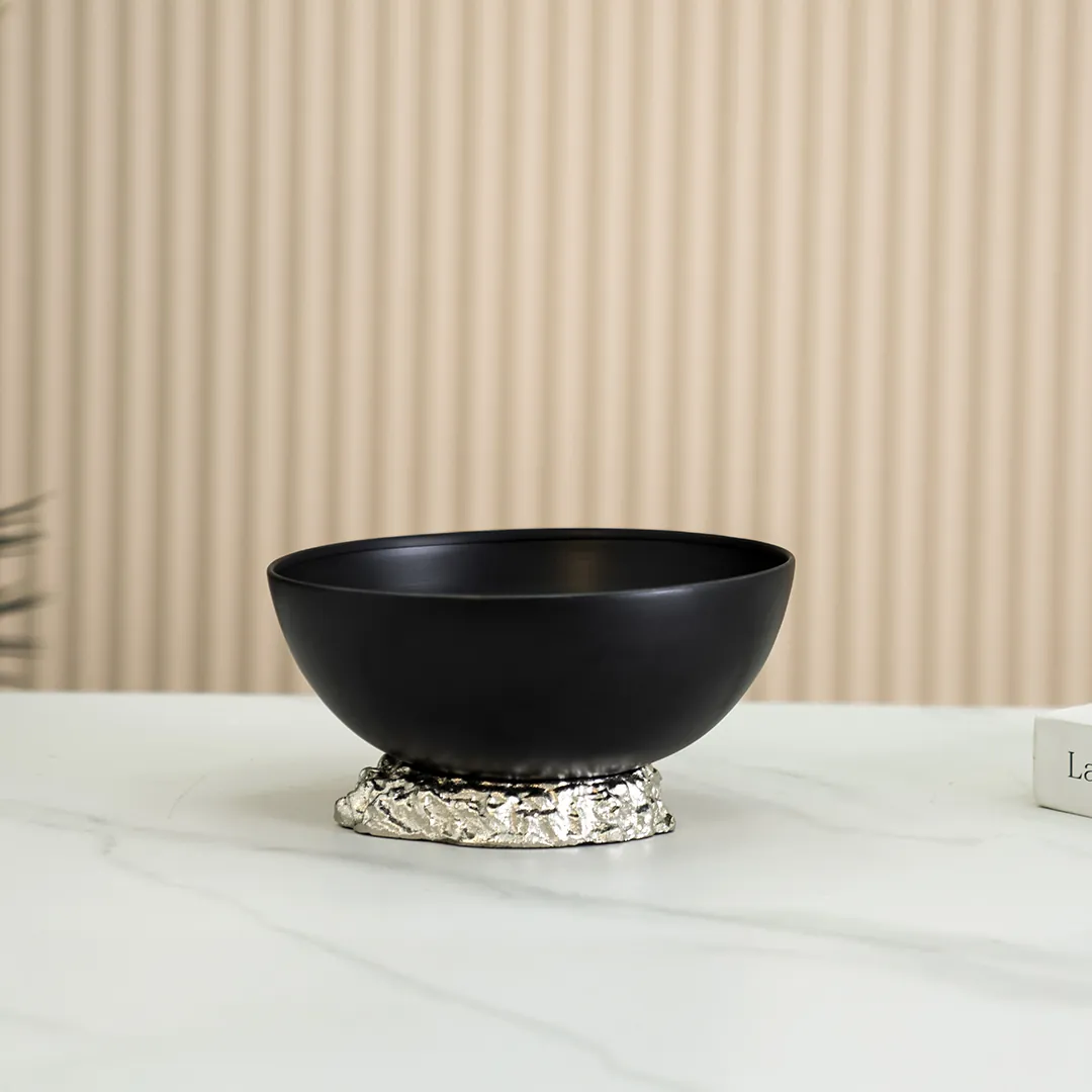 Eclat metal glass black deco bowl -24x24x15cm thumbnail 2