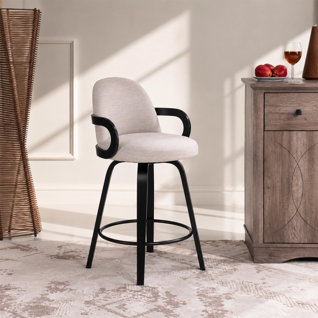 Ela Bar Chair -Walnut and Taupe thumbnail 2