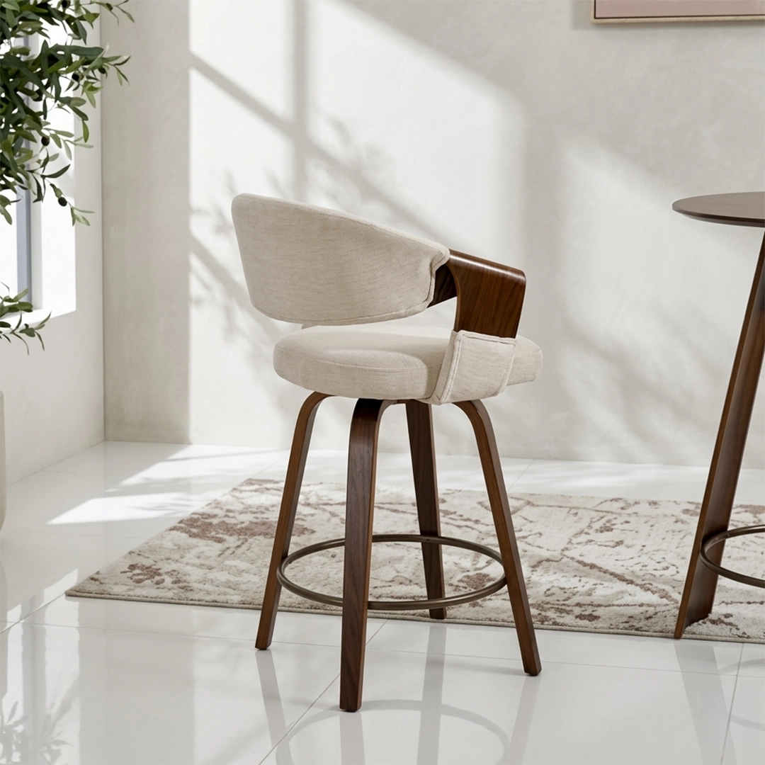 Eleanor Bar Chair -Walnut & Off White thumbnail 3