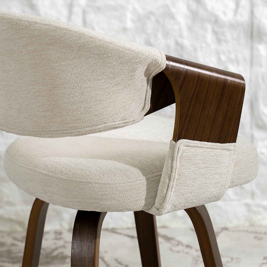 Eleanor Bar Chair -Walnut & Off White thumbnail 4