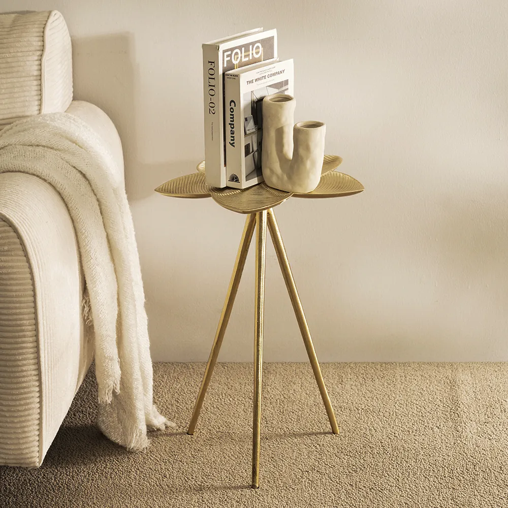 Floral Tripod Table -Gold