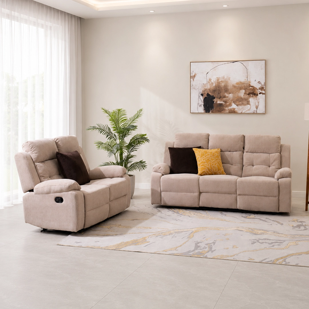 Griffen 6-Seater Recliner Sofa Set -Beige thumbnail 3