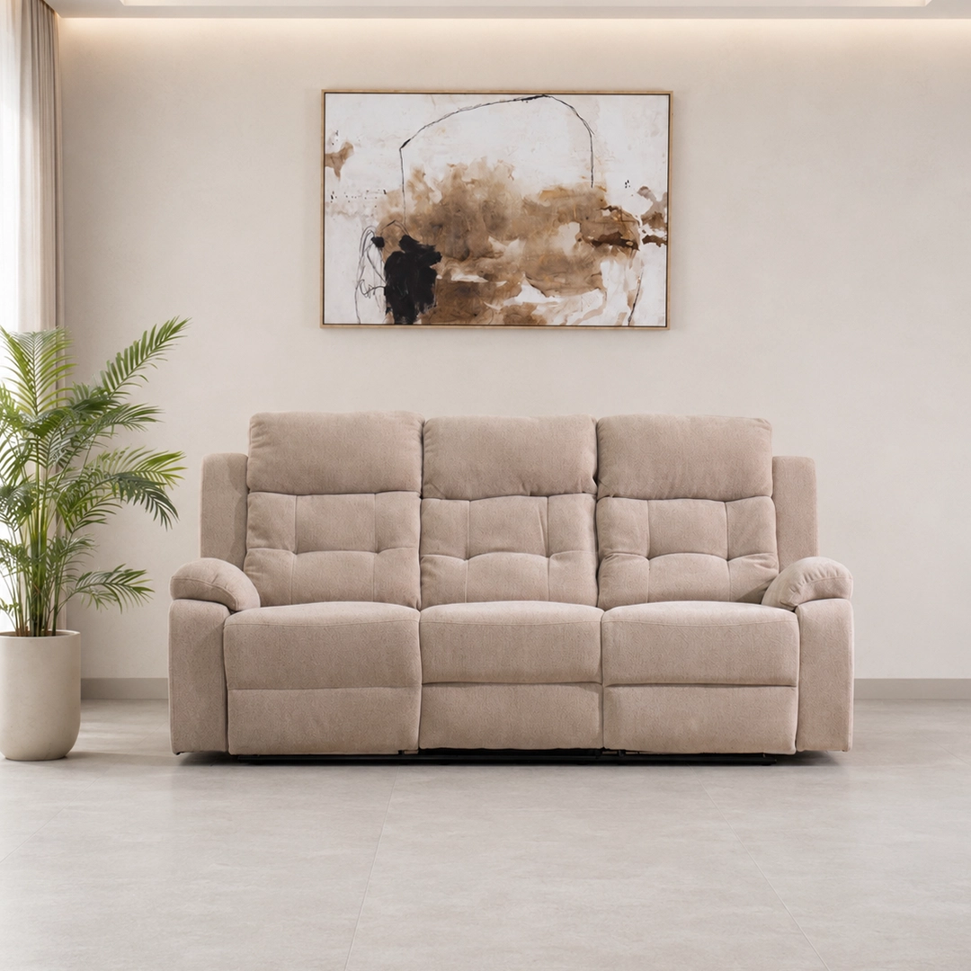 Griffen 6-Seater Recliner Sofa Set -Beige thumbnail 4