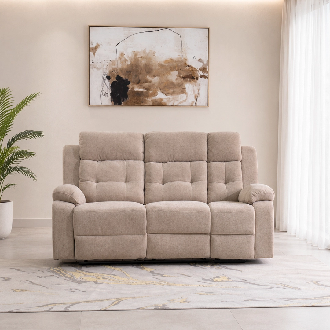 Griffen 6-Seater Recliner Sofa Set -Beige thumbnail 6