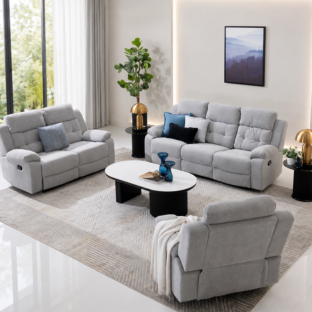 Griffen 6-Seater Recliner Sofa Set -Grey