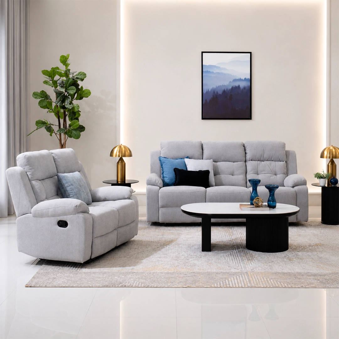 Griffen 6-Seater Recliner Sofa Set -Grey thumbnail 2
