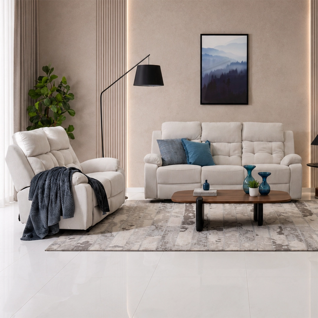 Griffen 6-Seater Recliner Sofa Set -Off White thumbnail 3