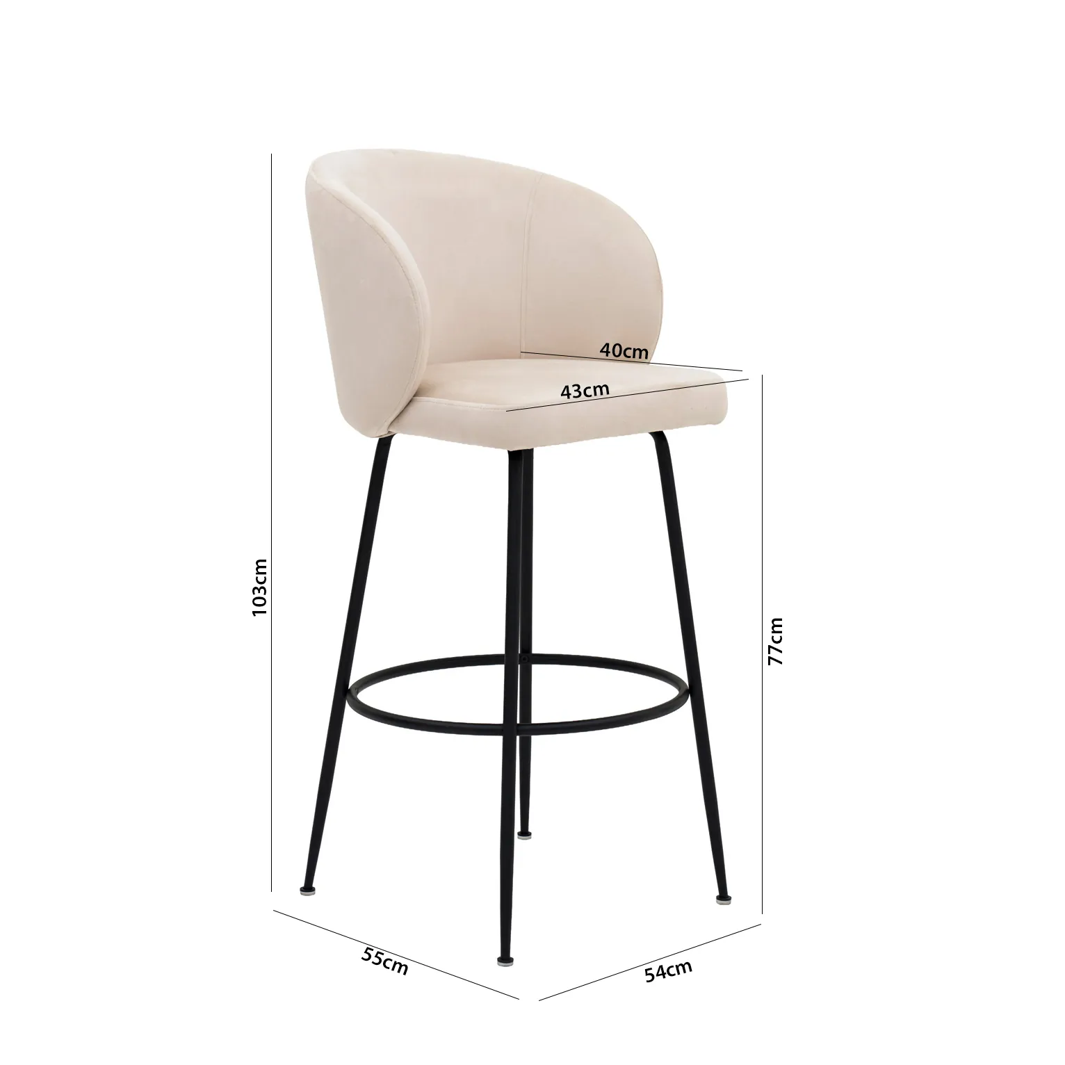 Holsted Bar Stool -Beige & Black thumbnail 7