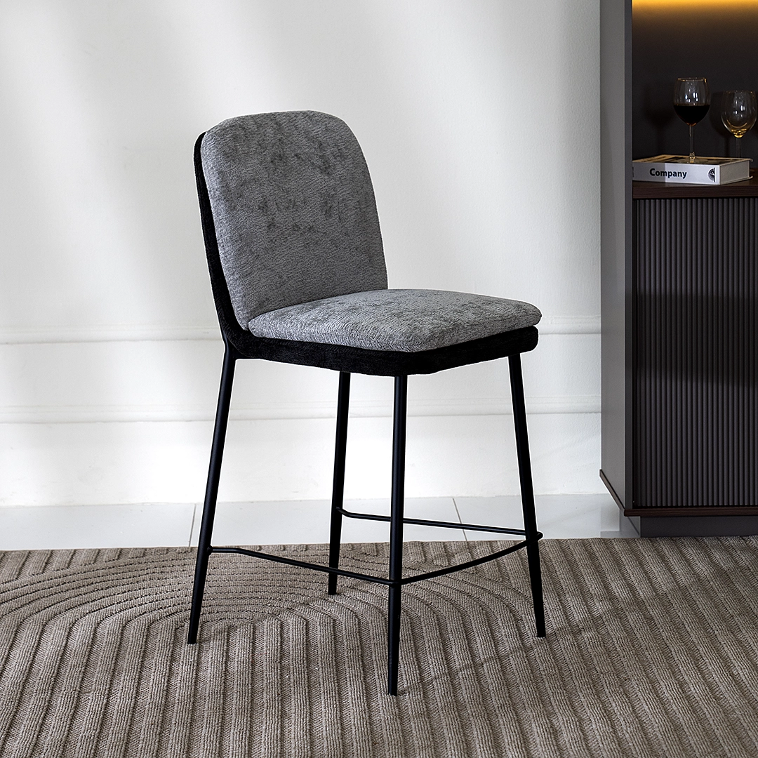 Jane Bar Stool -Grey & Black